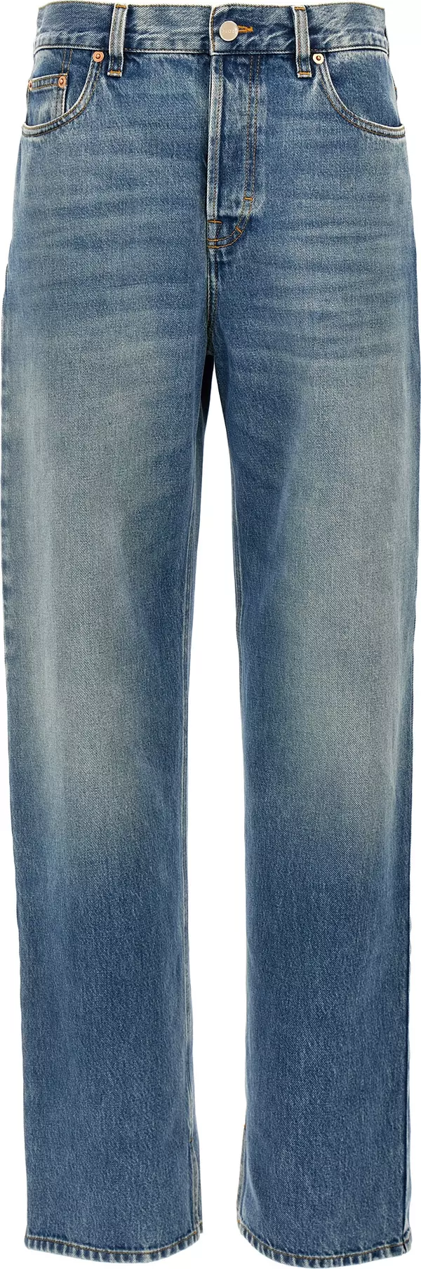 Blue Cotton Boyfriend Jeans