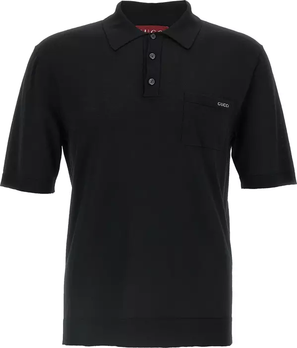 Black Wool Polo Shirt