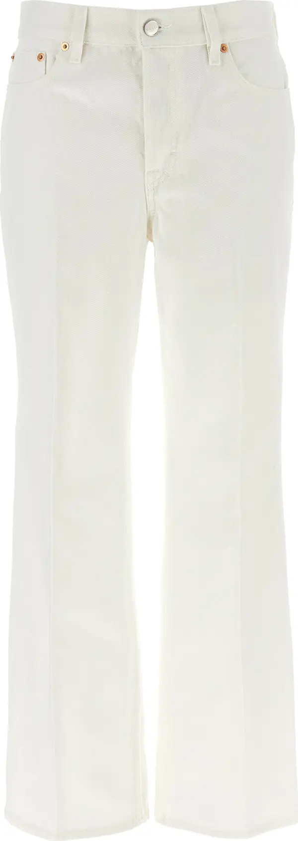 White Cotton Cropped Jeans