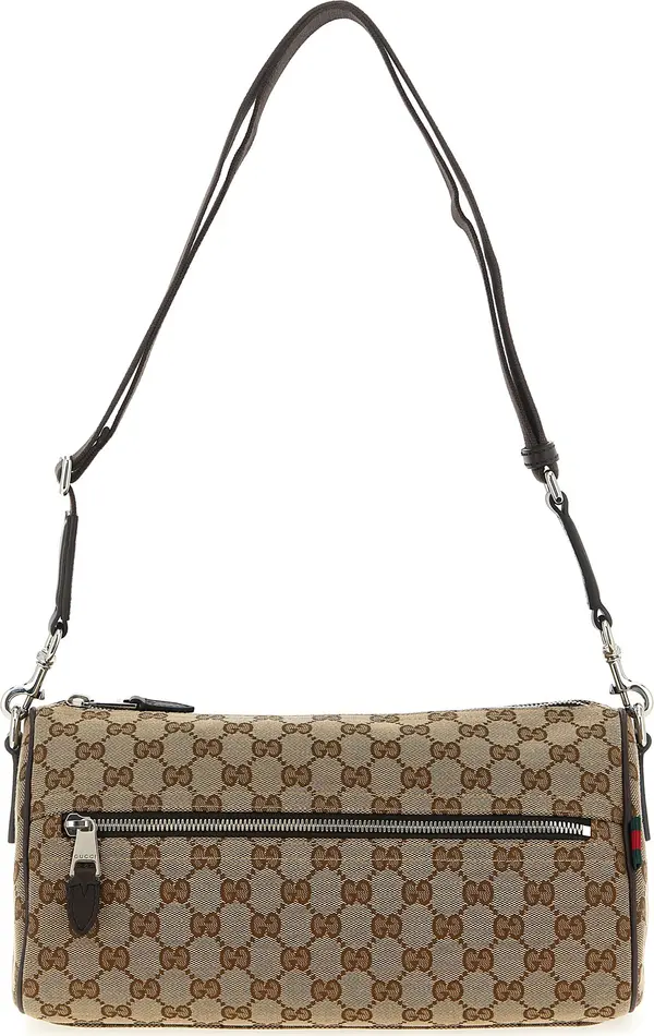 Beige Polyester Crossbody Bag