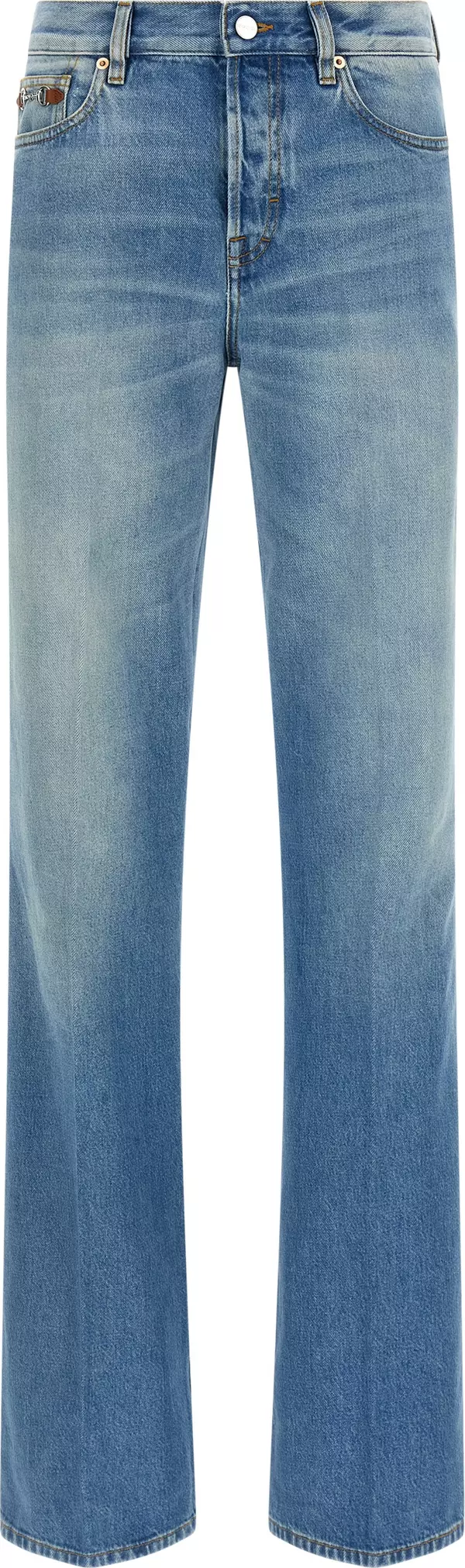 Blue Cotton Flared Jeans