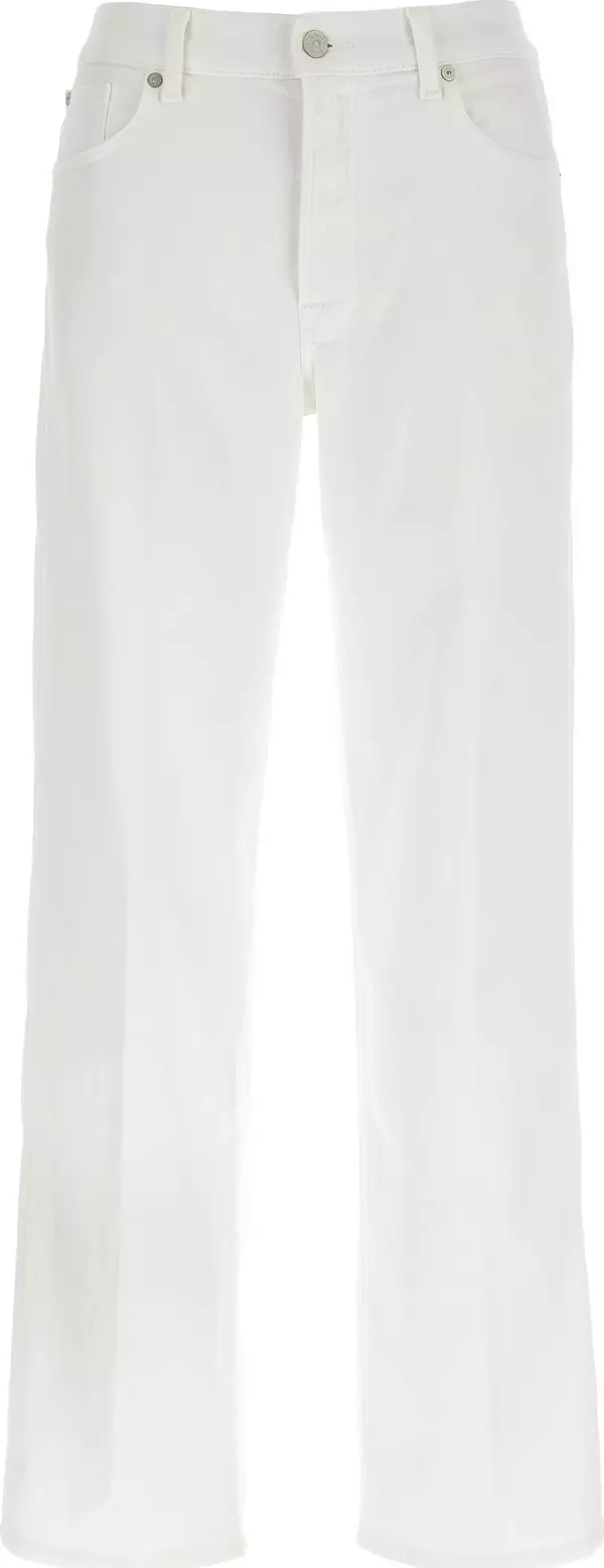 White Cotton Straight-Leg Jeans