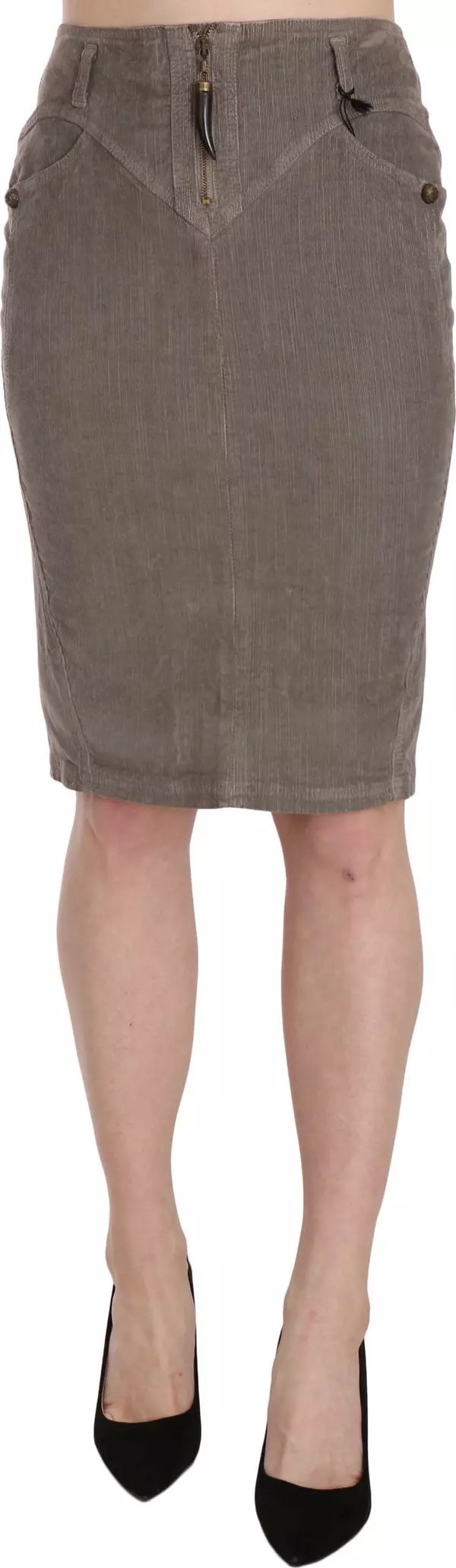 Gray Corduroy Pencil Straight A-Line Skirt