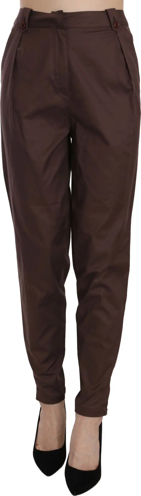 Brown High Waist Tapered Formal Trousers Pants