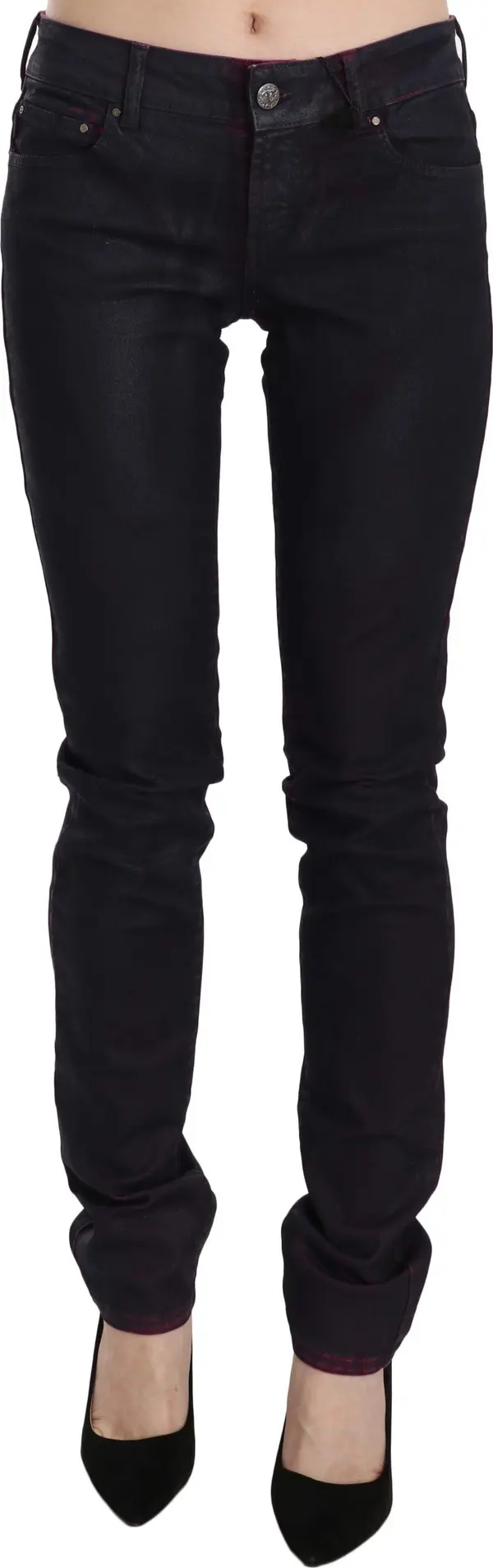 Black Cotton Low Waist Skinny Denim Pants
