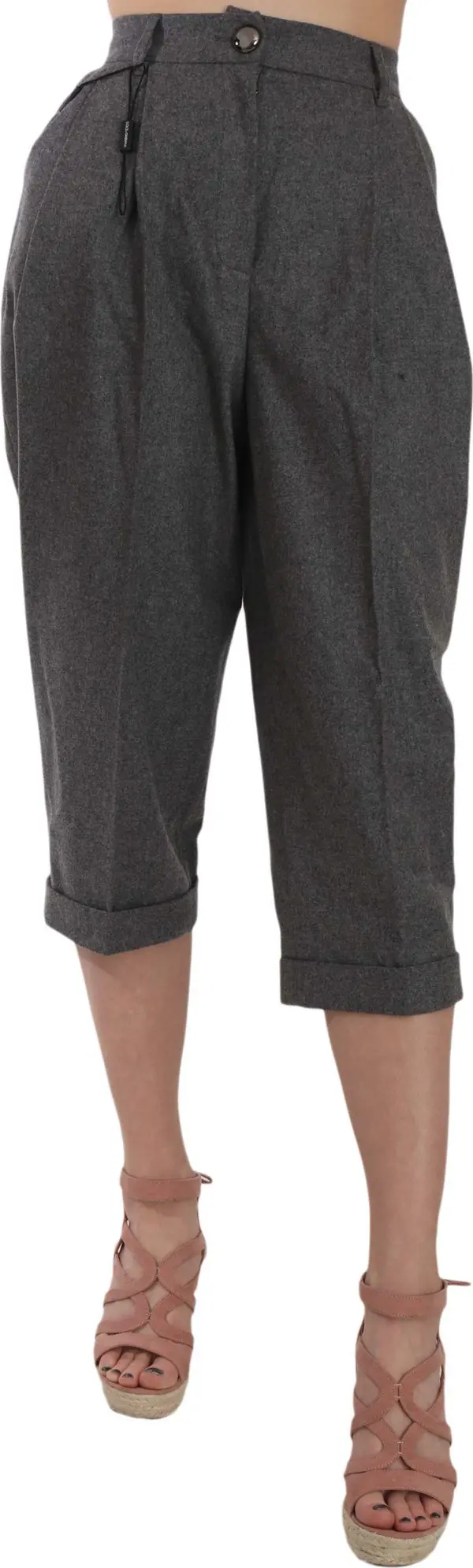 Wool Cropped Trouser Pleated Pant
