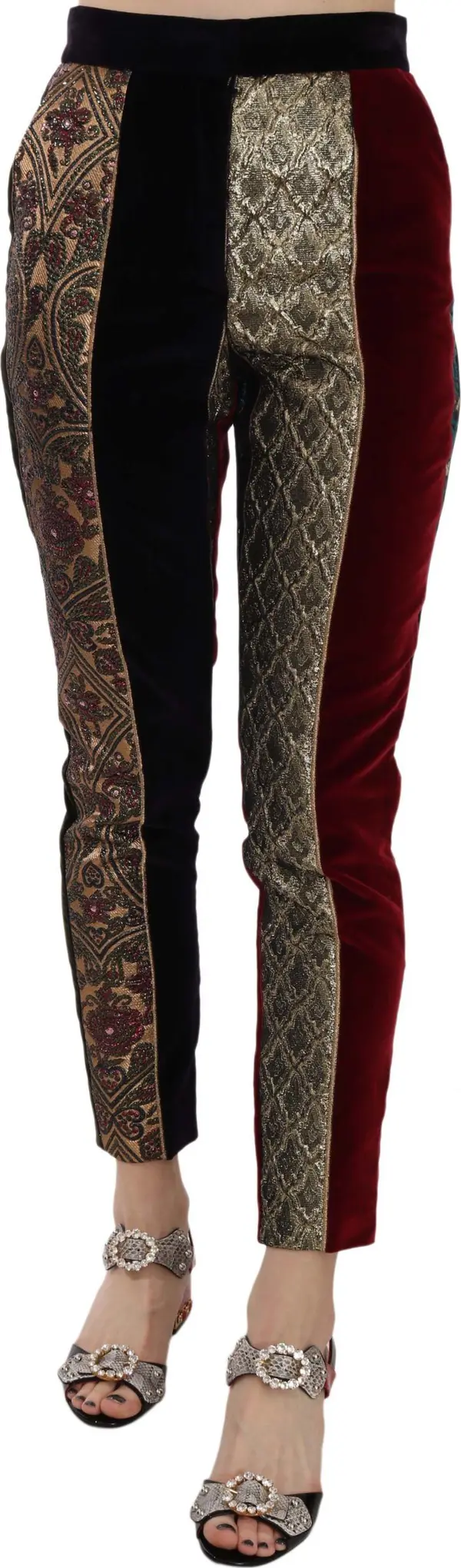 Multicolor Jacquard Cropped Tapered Pants