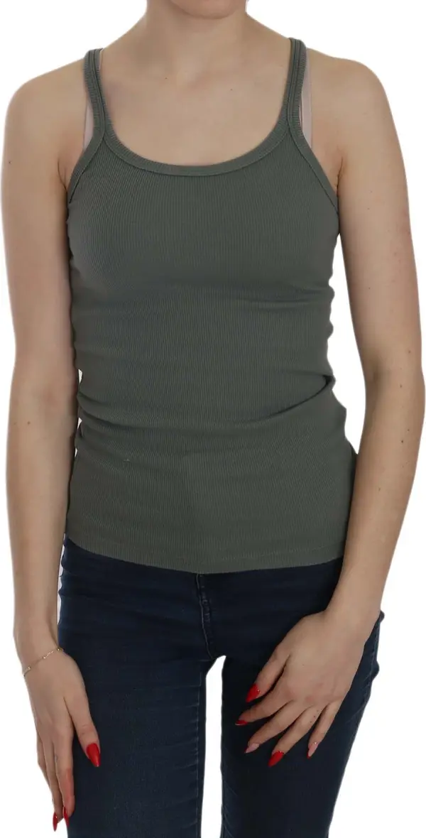 Green Sleeveless Spaghetti Tank T-Shirt Blouse