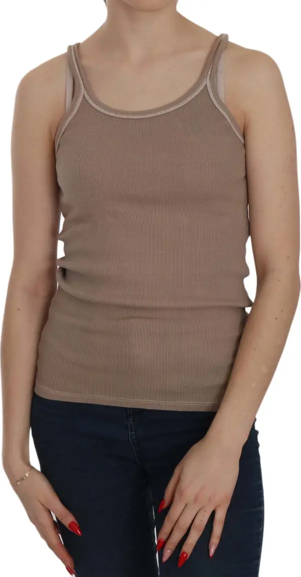 Brown Sleeveless Spaghetti Strap Tank Blouse