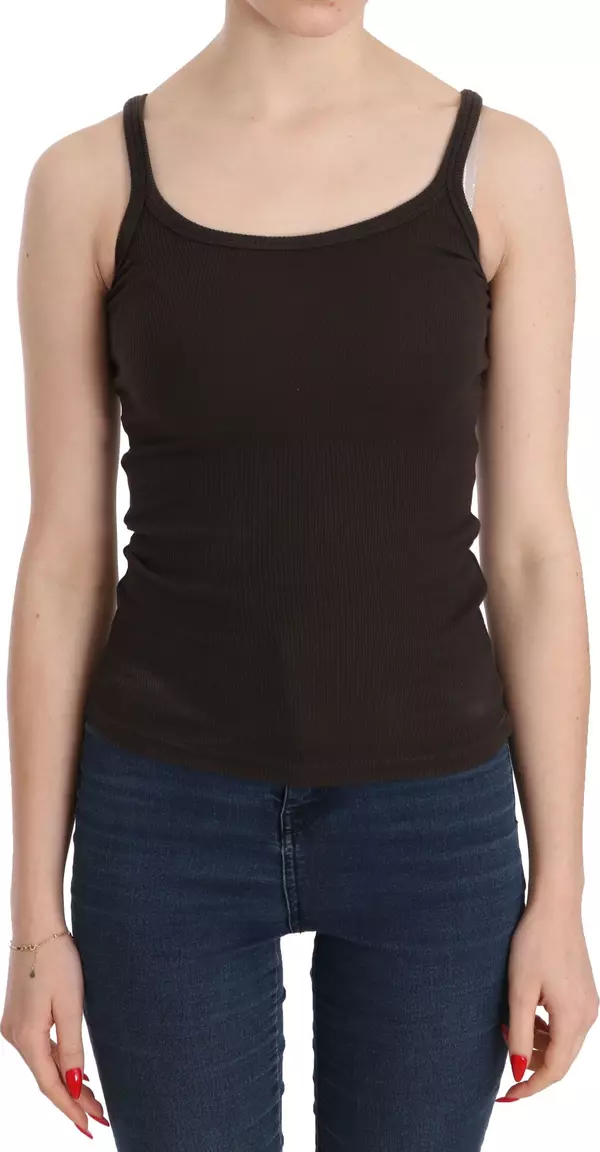 Dark Brown Sleeveless Spaghetti Strap Blouse
