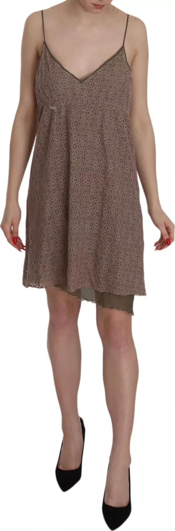 Cotton Green Spaghetti Strap A-line Mini Dress