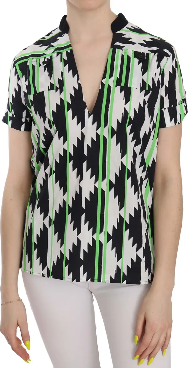 Multi Color Plunging Top Blouse
