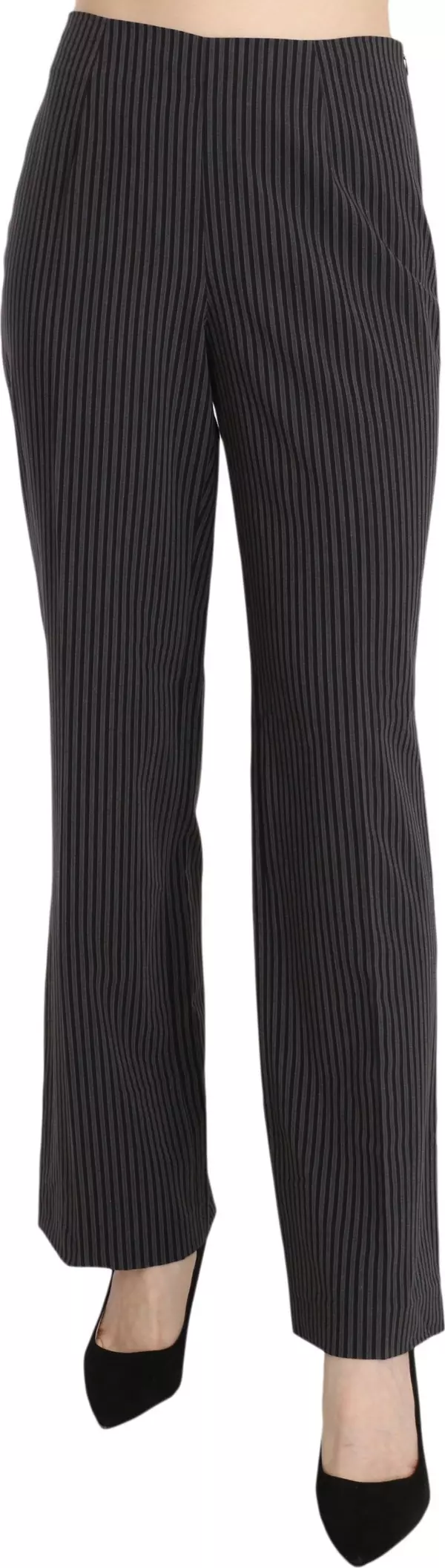 Black Striped Cotton Sretch Dress Trousers Pants