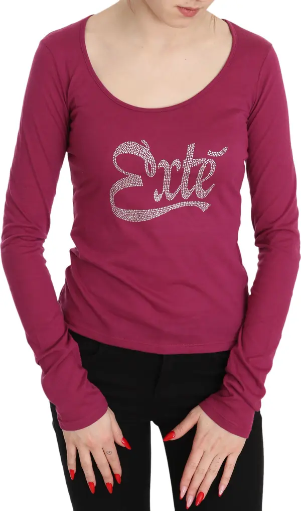 Pink Exte Crystal Embellished Long Sleeve Top