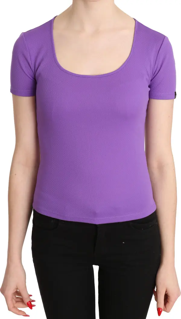 Purple 100% Polyester Short Sleeve Top  Blouse