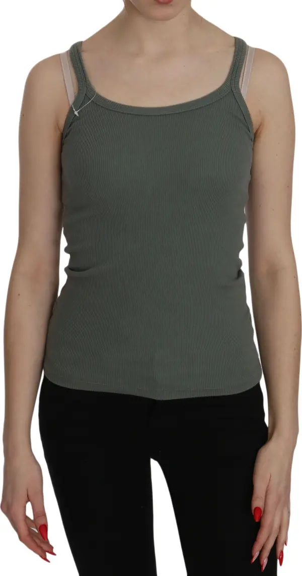 Green Spaghetti Strap Slim Fit Casual Tank Top Blouse