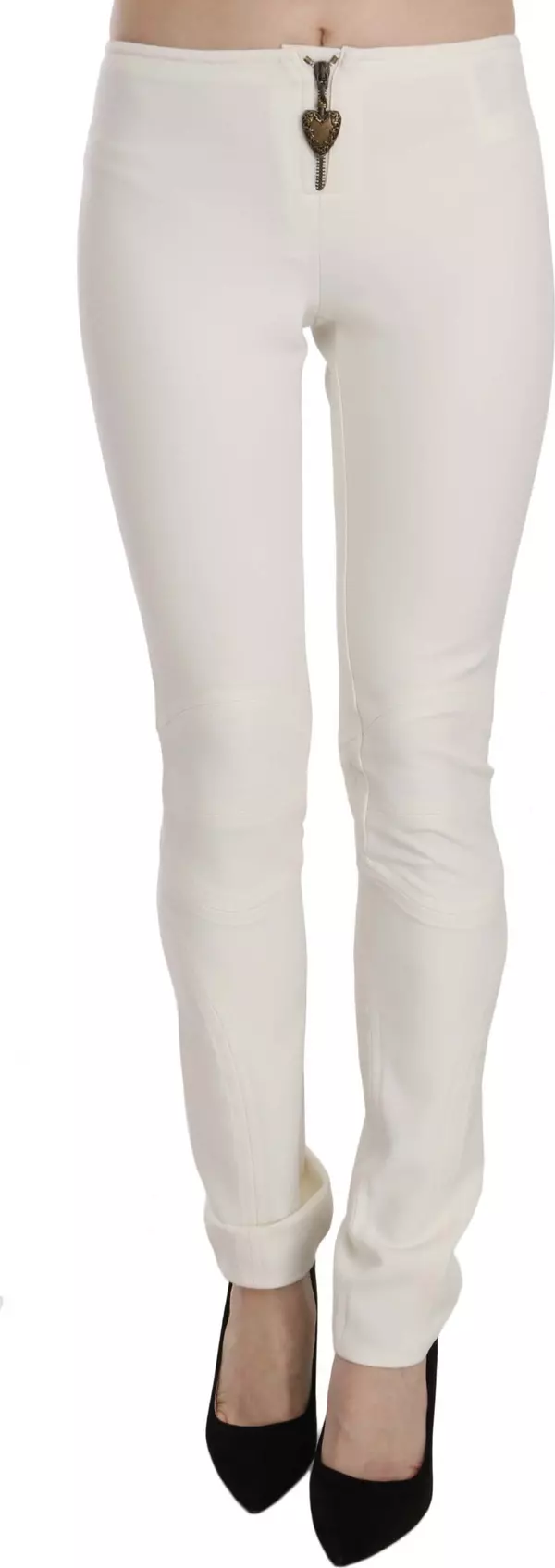 White Mid Waist Skinny Dress Trousers Pants