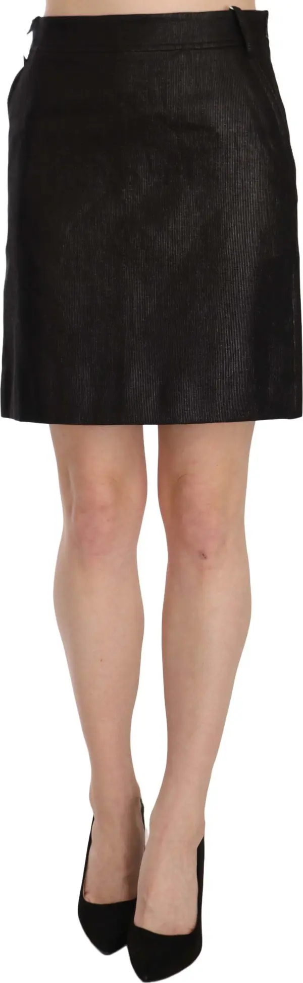 Black High Waist Curdoroy A-line Mini Skirt
