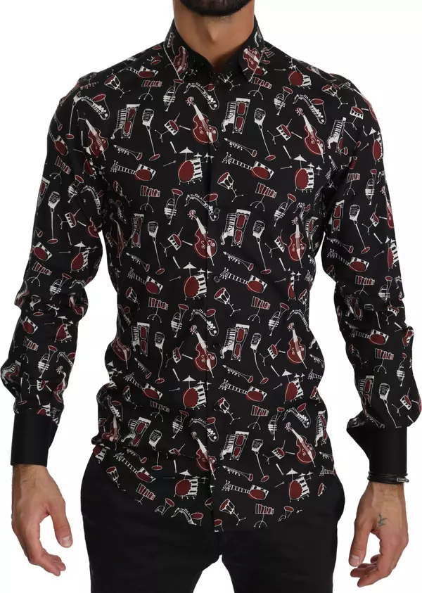 Black Musical Instrument Slim fit Shirt