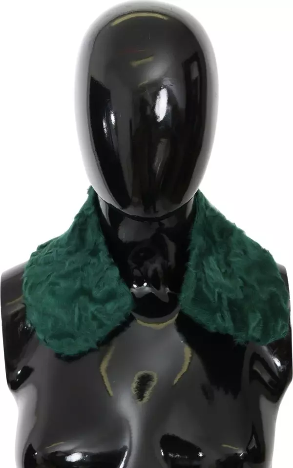 Green Fur Shoulder Collar Wrap Lambskin Scarf