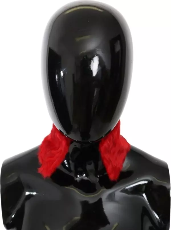 Red Fur Neck Collar Wrap Lambskin Scarf