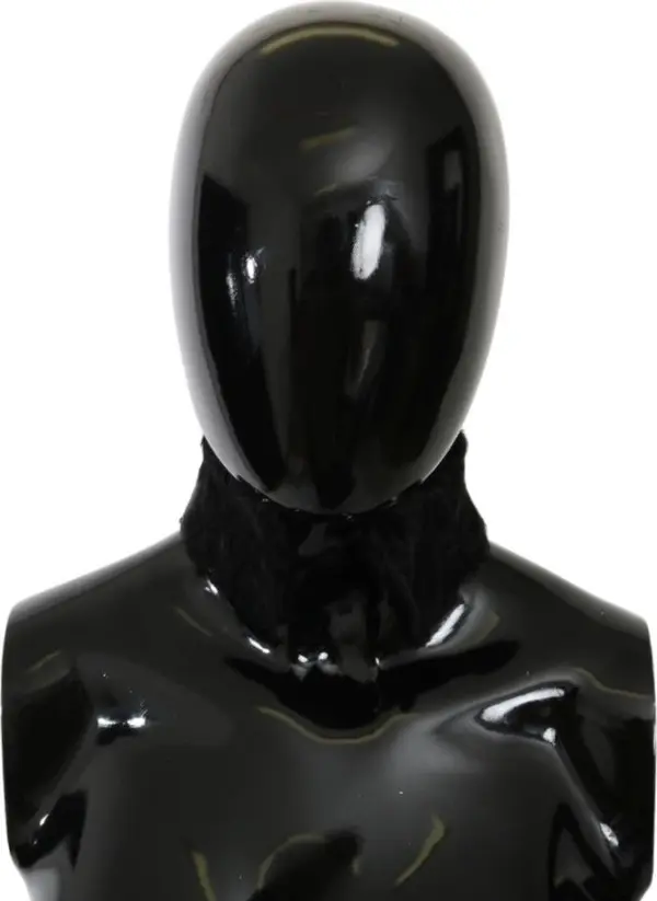 Black Fur Neck Collar Wrap Lambskin Scarf