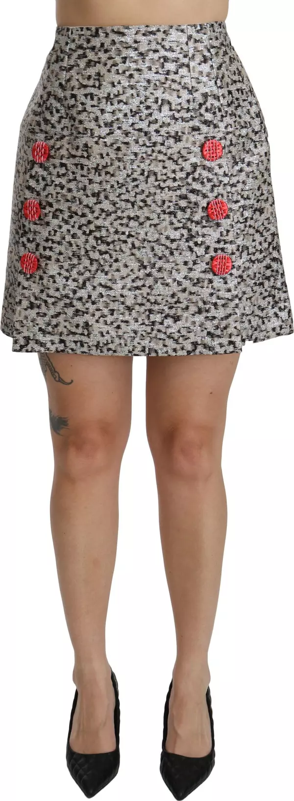 Silver Pattern A-line High Waist Skirt
