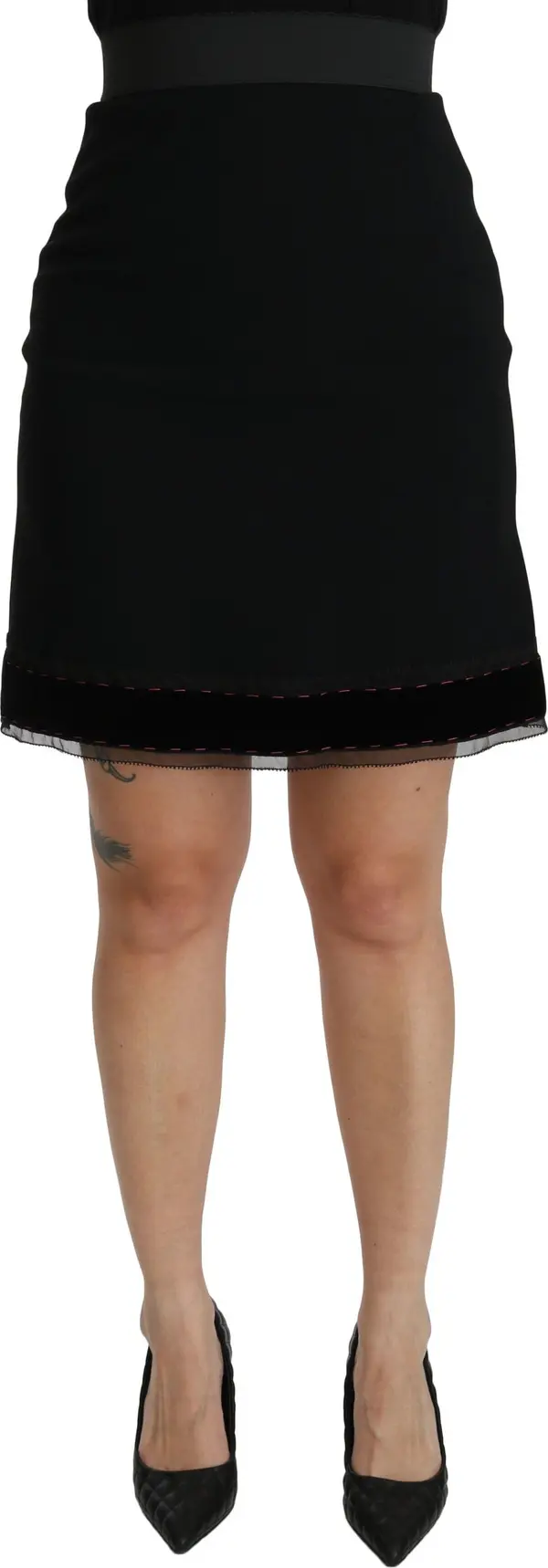 Black A-line High Waist Mini Viscose Skirt