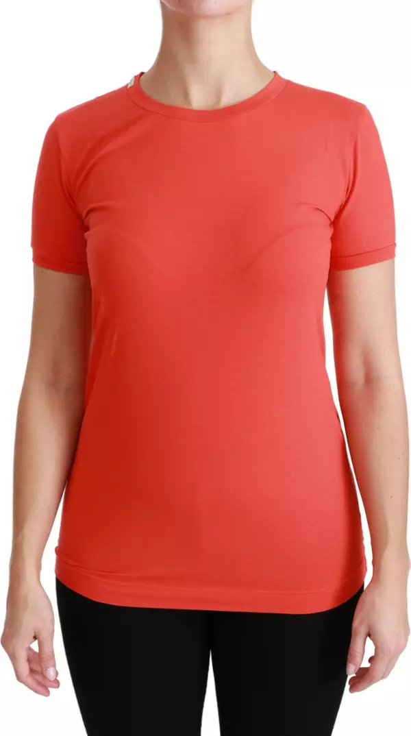 Red Crewneck Short Sleeve T-shirt Cotton Top