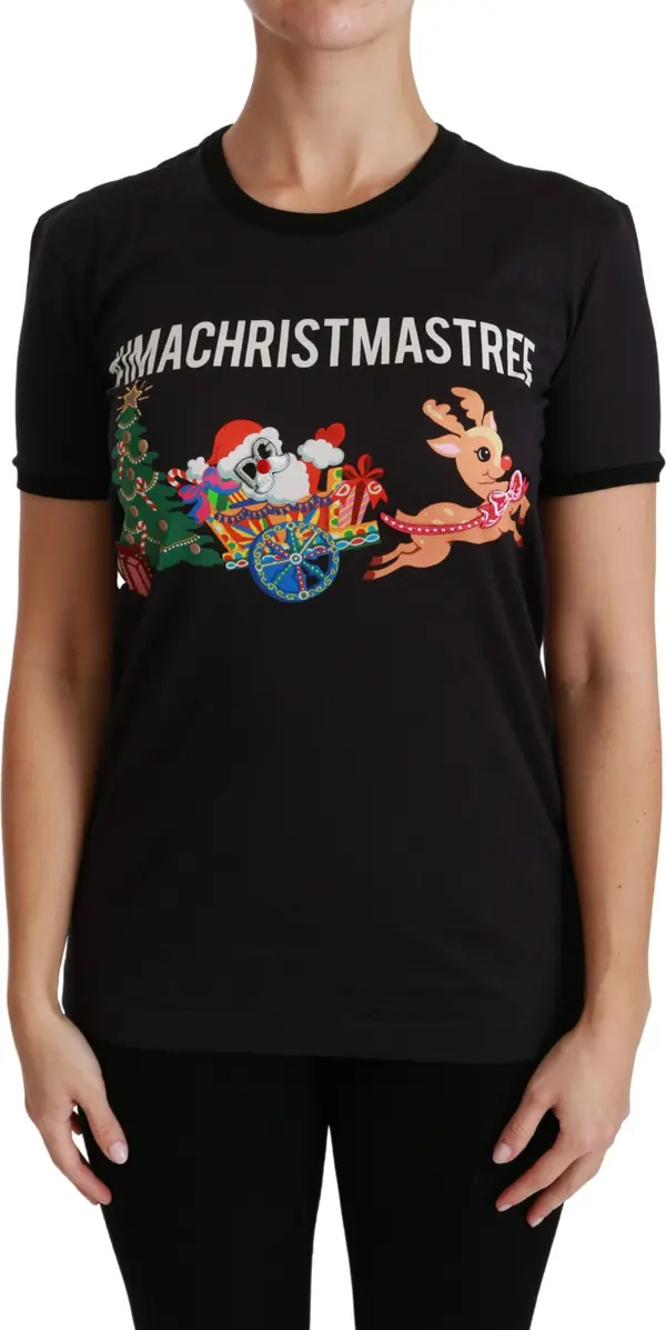 Black #ImAChristmasTree Crewneck Top T-shirt