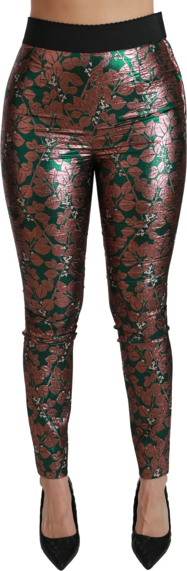 Green Bronze Leaf Tights Skinny Pants