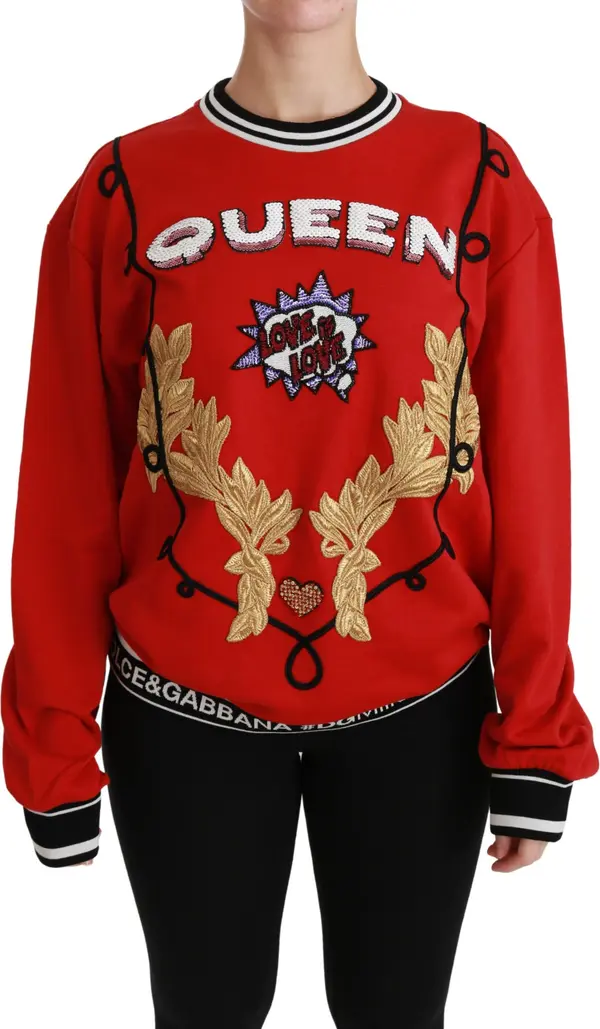Red Queen Sequined Love Pullover Sweater