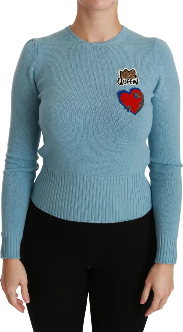 Blue Wool Queen Heart Pullover Sweater