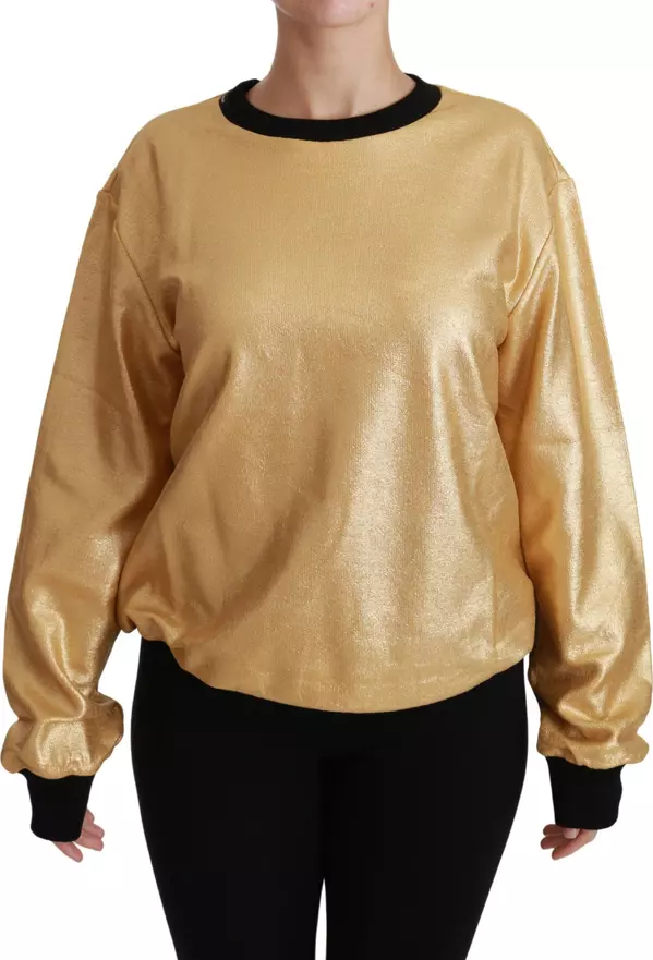 Gold Cotton Crewneck Pullover Sweater