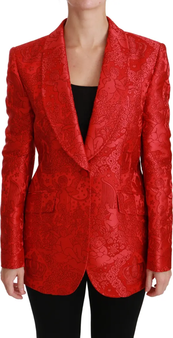 Red Floral Angel Blazer Coat Jacket