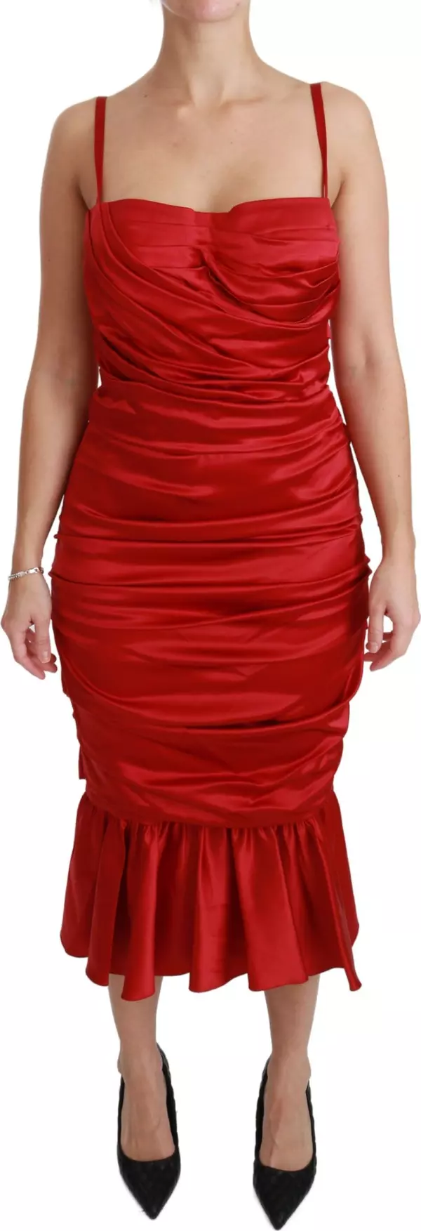 Red Silk Stretch Mermaid Bodycon Dress