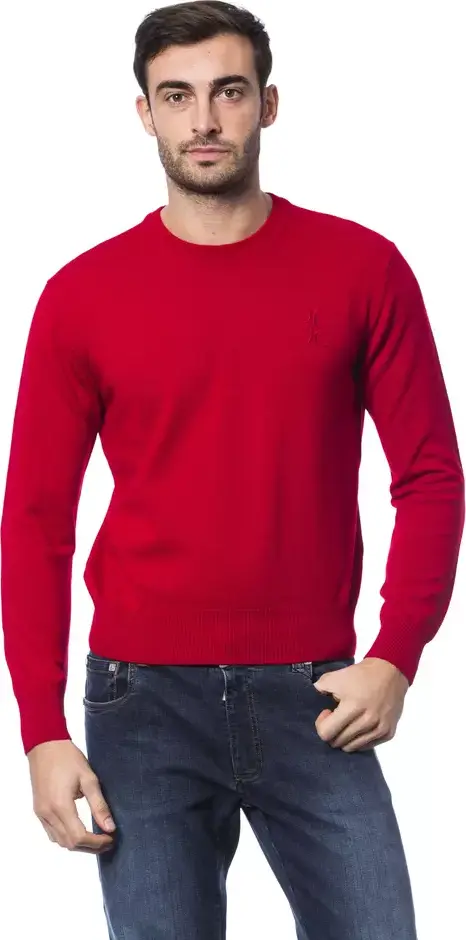 Red Merino Wool Men Sweater
