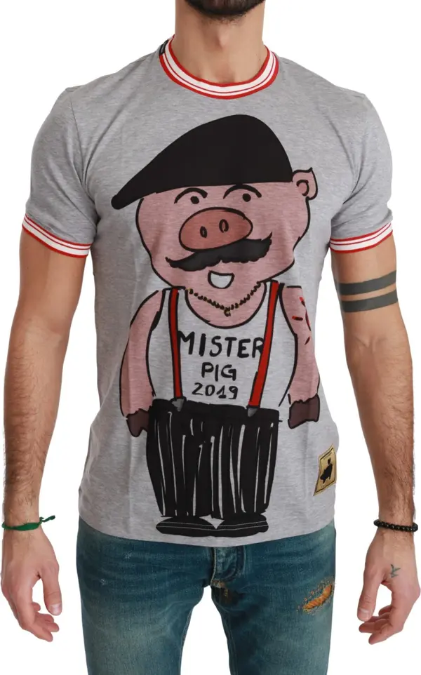 Gray Cotton Top 2019 Year of the Pig T-shirt
