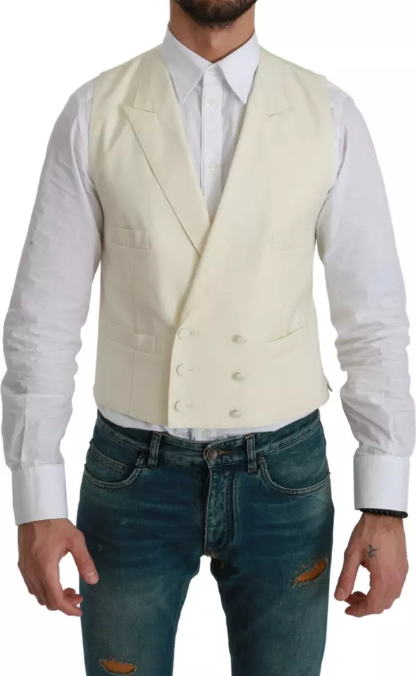 White Waistcoat Formal Wool  Vest