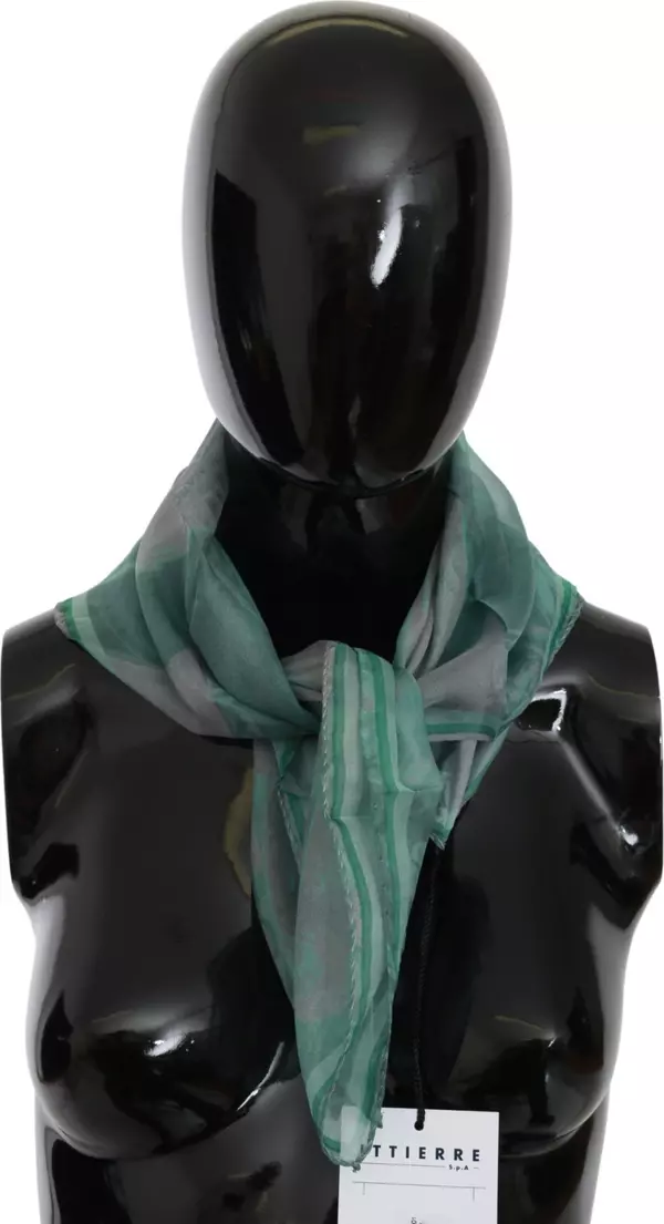 Green Silk Shawl Foulard Wrap Scarf