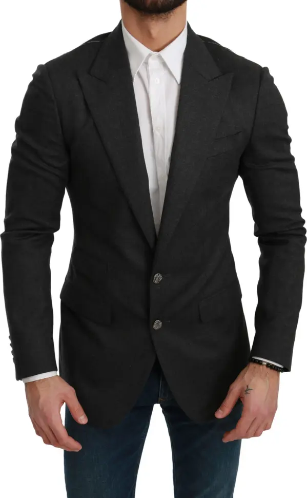 Gray NAPOLI Slim Fit Jacket Wool Blazer