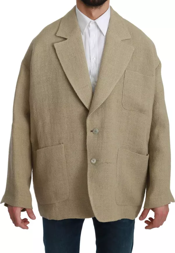 Beige Jacket Coat 100% Jute Blazer Coat