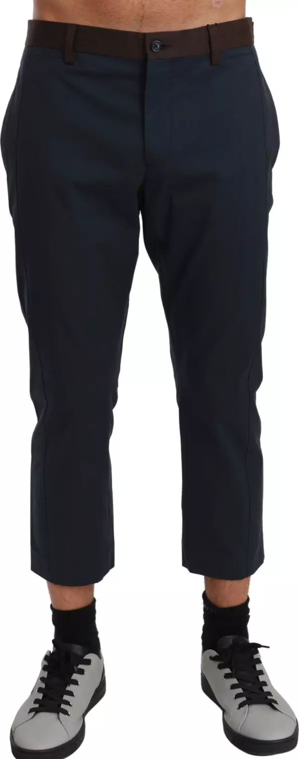 Brown Stripes Cropped Trousers Pants