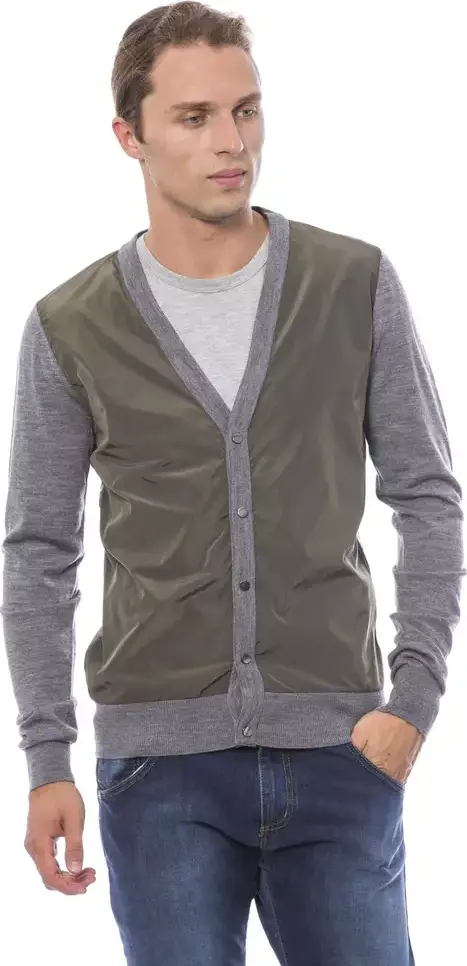 Gray Wool Men's Cardigan