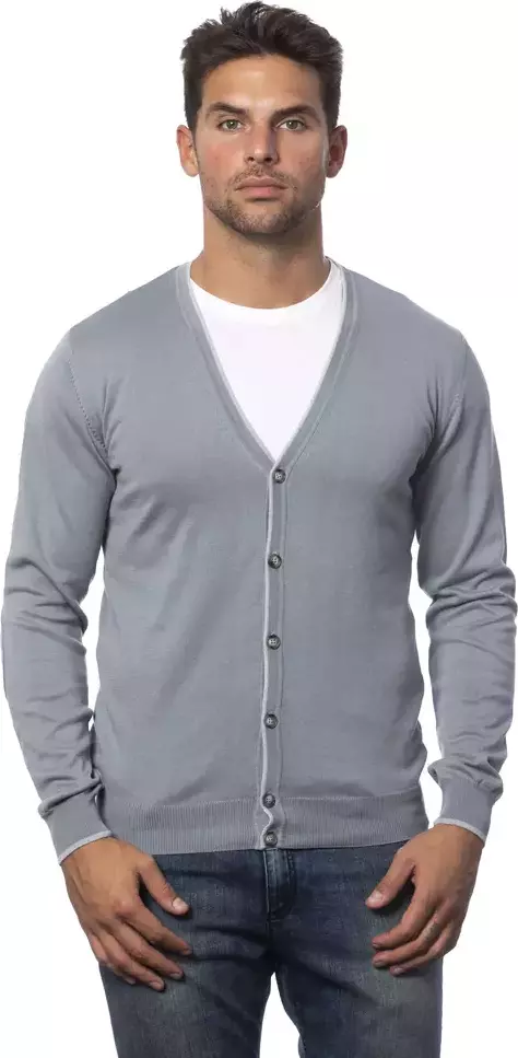 Gray Cotton Men's Cardigan