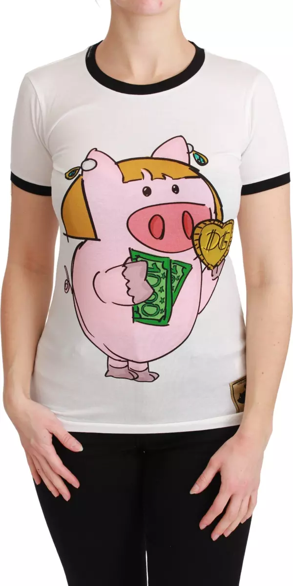 White YEAR OF THE PIG Top Cotton T-shirt