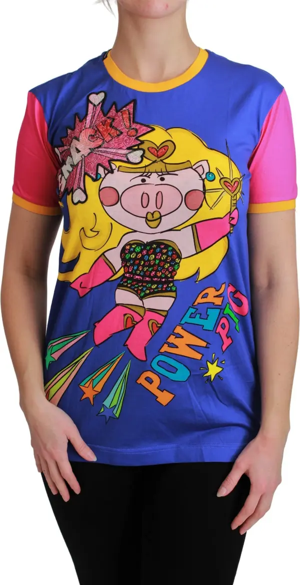 Purple PIG SUPERGIRL Top Cotton T-shirt