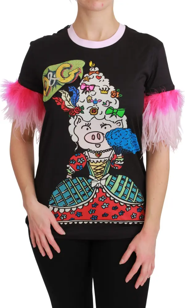 Black YEAR OF THE PIG Top Cotton T-shirt