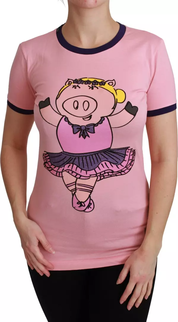 Pink YEAR OF THE PIG Top Cotton T-shirt