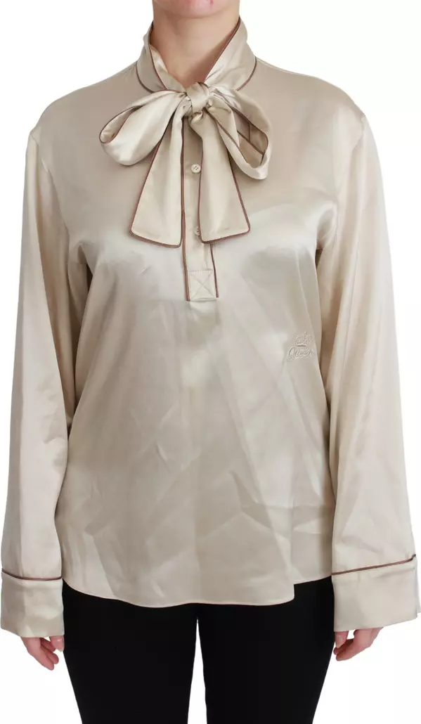 Beige Sleeve Top Queen Silk Satin Blouse